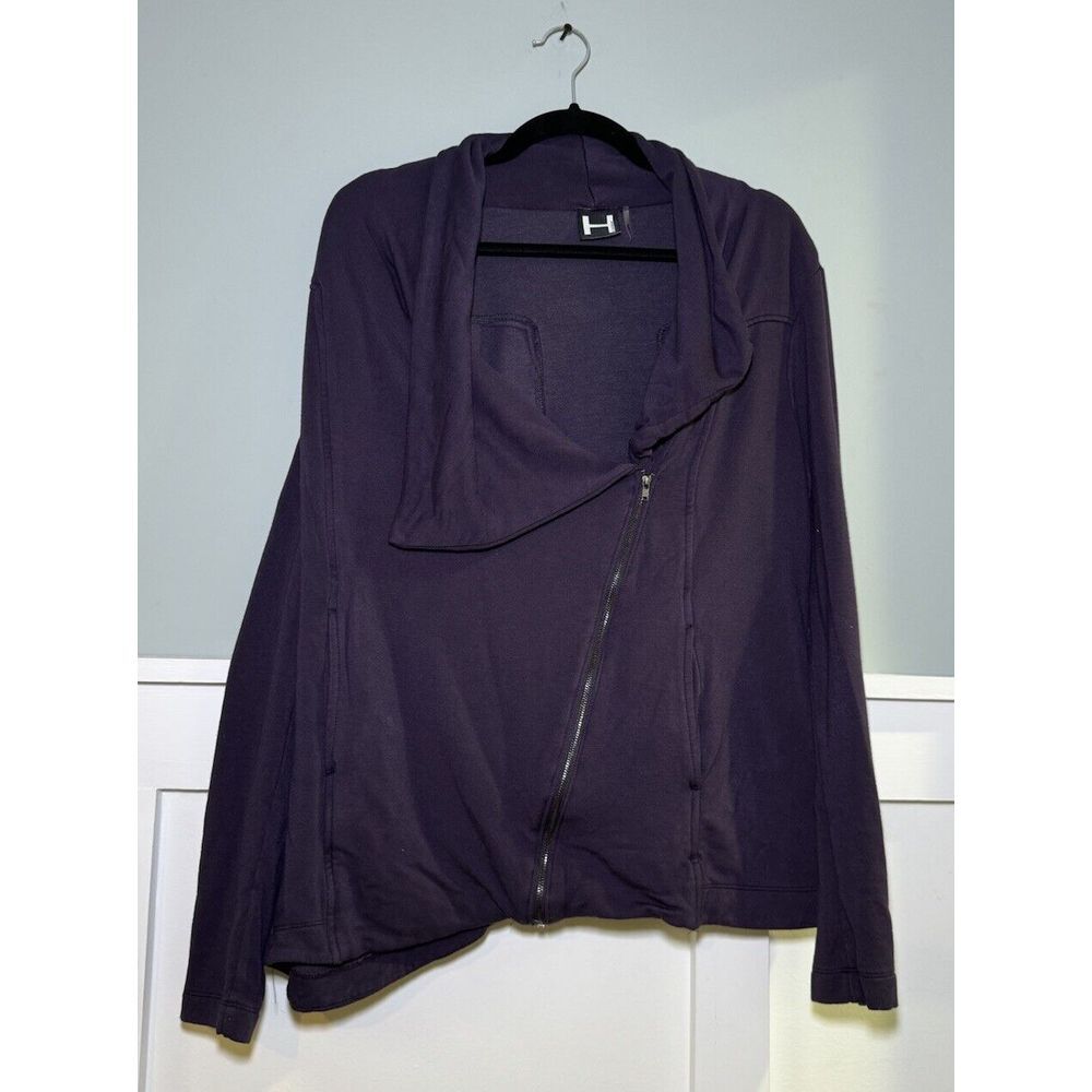 H by Bordeaux Women's Jacket‎  Zip Front Asymmetrical Size Large Purple Eggplant